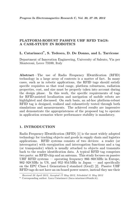 platform-robust passive uhf rfid tags a case-study in robotics|Platform.